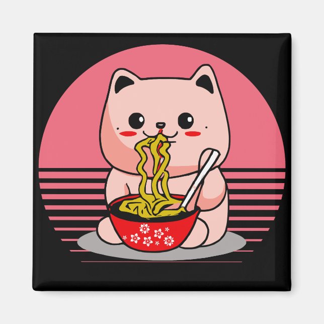 Aimant Cute Kawaii chat ramen (Devant)