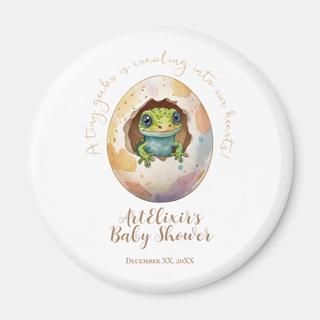 Aimant Cute Kawaii Gecko Lizard Baby shower d'oeufs (Devant)