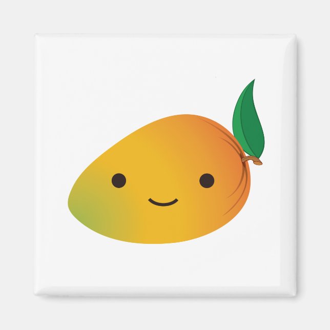 Aimant Cute Kawaii Mango souriant (Devant)