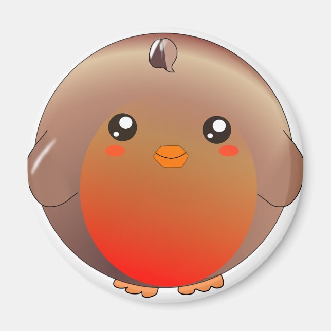 Aimant Cute kawaii robin magnétique de la poitrine rouge (Devant)