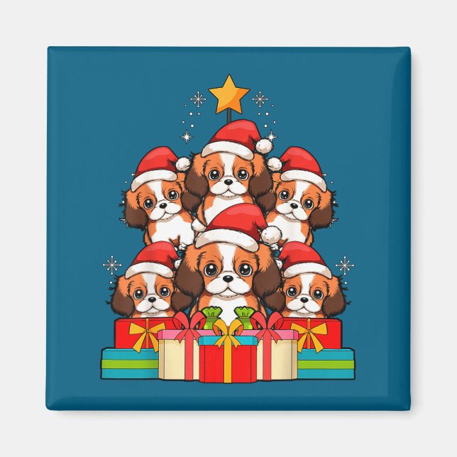 Aimant Cute King Charles Cavalier Le Dog Christmas Tree X (Devant)
