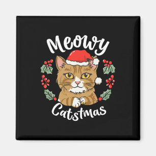 Aimant Cute Kitten Chat Noël Santa Hat Meowy Catmas W