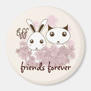 Aimant Cute Kitten et Bunny Enfants amis pour toujours