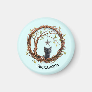 Aimant Cute Kitten noir regarder une étoile