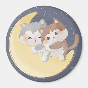 Aimant Cute Kittens sur la lune