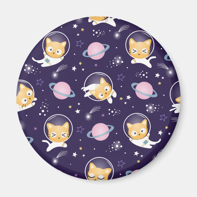 Aimant Cute Kitty Chat Astronauts Motif (Devant)