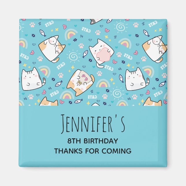 Aimant Cute Kitty Chat Motif Whimsical Anniversaire (Devant)