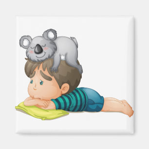 Aimant Cute koala jouer avec beau garçon Australie