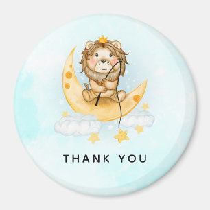 Aimant Cute Lion Pêche sur la Lune Aquarelle Merci