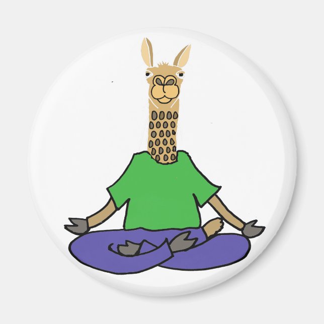 Aimant Cute Llama faisant du yoga Cartoon (Devant)