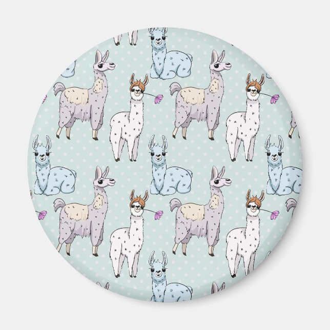 Aimant Cute Llama Motif Pois (Devant)