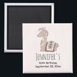 Aimant Cute Llama Princess Wearing a Crown Save the Date<br><div class="desc">Save the date magnet with a drawing of a cute little llama wearing a crown and a Peruvian blanket. Looking fancy and elegant.</div>
