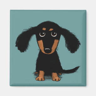 Aimant Cute LonghEI noir et tan Dachshund Chien chiot