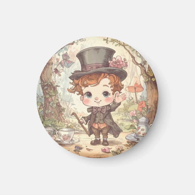 Aimant Cute Mad Hatter Whimsical Wonderland Woodland Art (Devant)