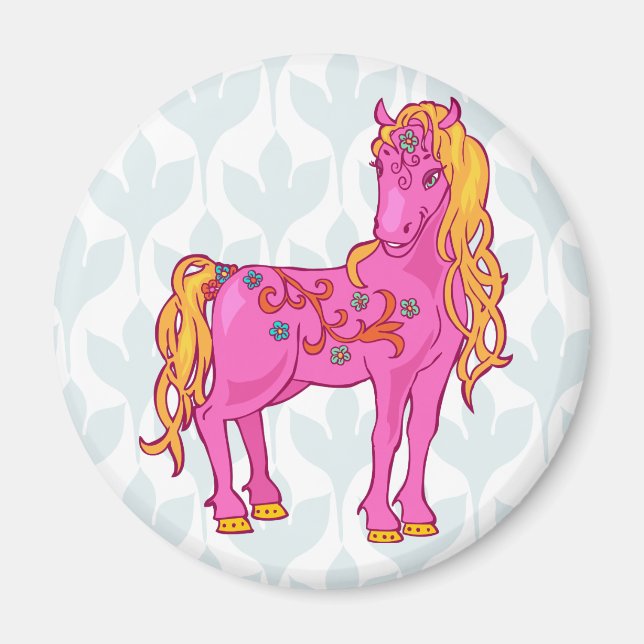 Aimant Cute Magic Horse avec illustration en arc-en-ciel (Devant)