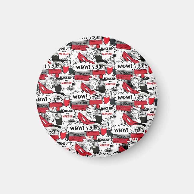 Aimant Cute Maquillage Girl - kawaii Beauté et Glam Mode (Devant)