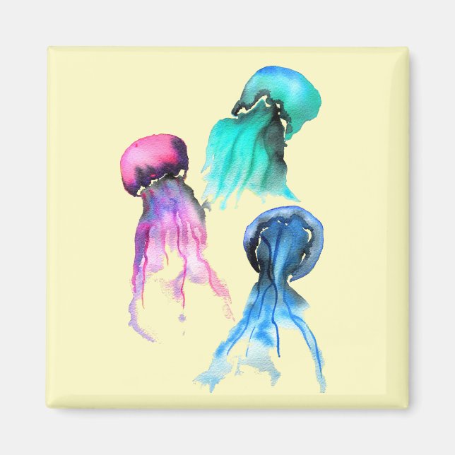 Aimant Cute méduse trio aquarelle art (Devant)