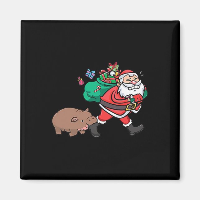Aimant Cute Moo Deng&amp ; Père Noël Ba (Devant)