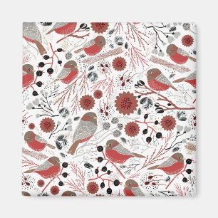 Aimant Cute Motif gris-rouge Floral