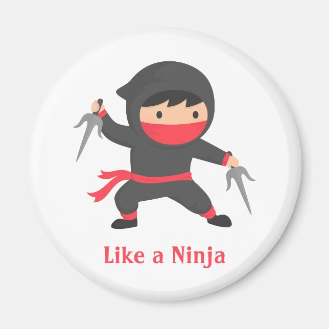 Aimant Cute Ninja Boy avec des armes saïques pour les enf (Devant)
