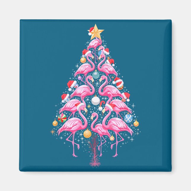 Aimant Cute Nk Flamingo Christmas Tree Santa Hat Trocal P (Devant)