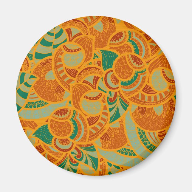 Aimant Cute orange abstrait fleurs sans soudure carreaux  (Devant)