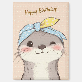 Aimant Cute Otter with Bandana Kids Birthday Invitation