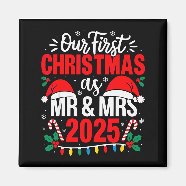 Aimant Cute Our First Christmas As Mr &amp; Mrs 2025 Coup (Devant)