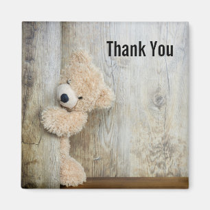 Aimant Cute Ours Stuffé Merci Mur Rustique En Bois