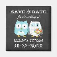 Cute Owls Mariage Chalkboard Style Enregistrer la 