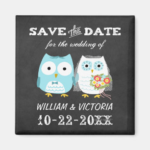 Aimant Cute Owls Mariage Chalkboard Style Enregistrer la