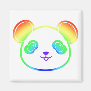 Aimant Cute Panda Bear Dans Les Couleurs De L'Arc-En-Ciel