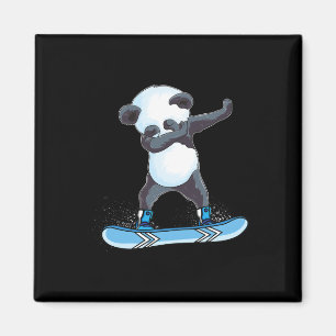 Aimant Cute Panda Snowboard Cadeaux De Ski Dabbing Panda