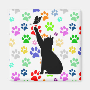 Aimant Cute Paw Motif Chat Chasser un papillon