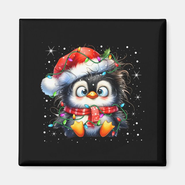 Aimant Cute Penguin Christmas Lights Penguins Lover Girls (Devant)