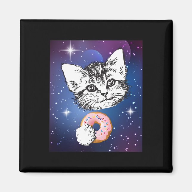 Aimant Cute Petite Chatte Manger Une Bouillie Dans Un Ani (Devant)