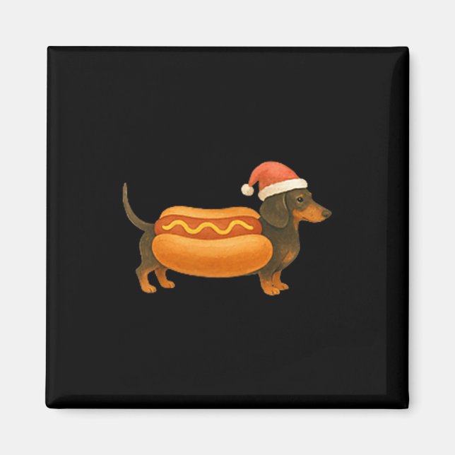 Aimant Cute Petite Christmas Funny Hot Dog Dachshund  (Devant)