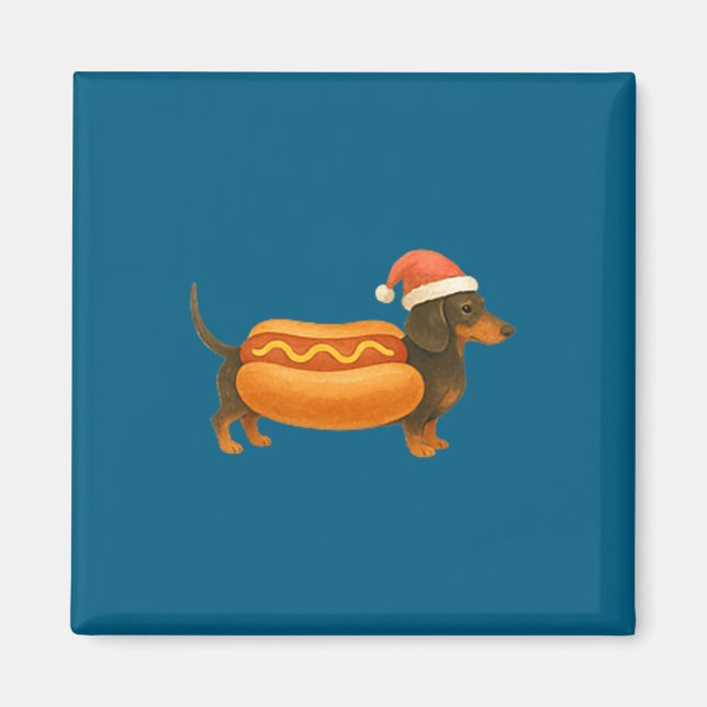 Aimant Cute Petite Christmas Funny Hot Dog Dachshund Prem (Devant)