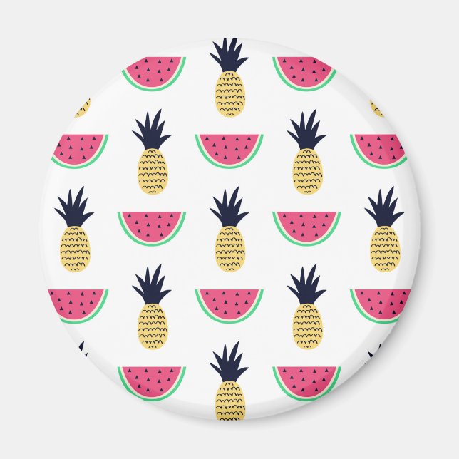 Aimant Cute Pineapple et Watermelon Doodle Pattern (Devant)