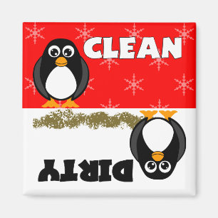 Aimant Cute Pingouin Propre / Lave-vaisselle Sale