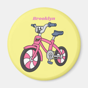 Aimant Cute pink kids bicycle cartoon illustration