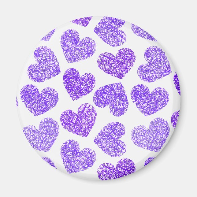 Aimant Cute Purple Doodled Heart Valentine's Day Motif (Devant)