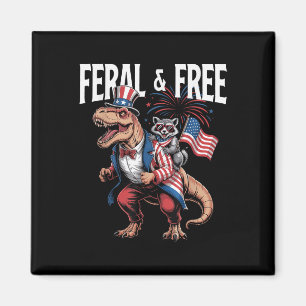 Aimant Cute Raccoon Dinosaur T Rex 4 juillet Indépendant
