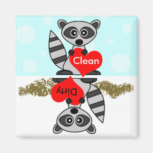 Aimant Cute Raccoon Nettoyant / Lave-vaisselle sale Magne