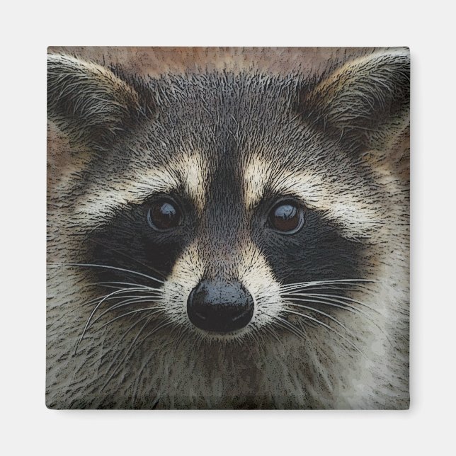 Aimant Cute Raccoon Photo Face (Devant)
