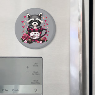 Aimant Cute Raccoon Valentine Buffalo Plaid