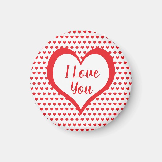 Aimant Cute Red Hearts with Red & White Hearts Monogram (Devant)