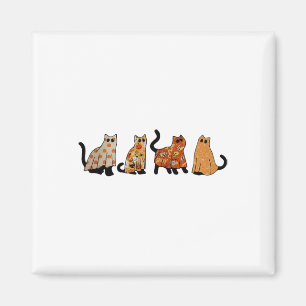 Aimant Cute Retro Chat Noir Fantôme Automne Halloween Cha