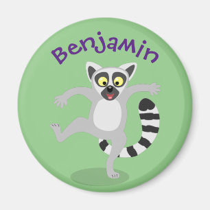 Aimant Cute ring tail lemur cartoon illustration
