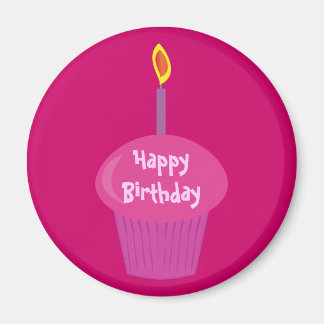Aimant Cute Rose Anniversaire Cupcake & Bougie Personnali